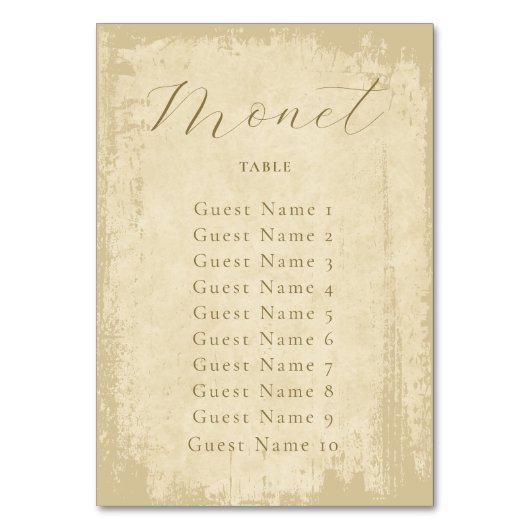 Gebroken witte grunge rand tafel naam zitplaatskaa kaart (Achterkant)