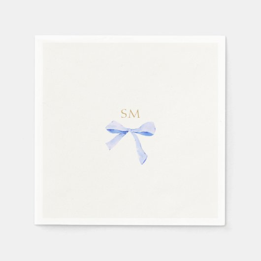 Gebroken witte Initialen | Lintbruiloft Servet (Voorkant)