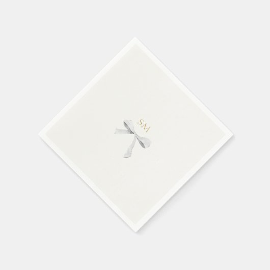 Gebroken witte Initialen | Trendy lint bruiloft Servet (Hoek)