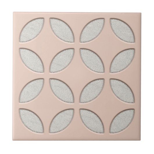 Gebroken-witte Ivory Blush Cream Ethnic Mosaic Art Tegeltje (Voorkant)