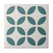 Gebroken-witte Ivory Dark Blauwgroen Blauwe Etnisc Tegeltje (Voorkant)