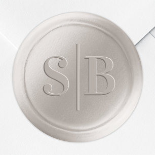 Gebroken witte Ivory Wax Seal Wedding Monogram Sti Ronde Sticker