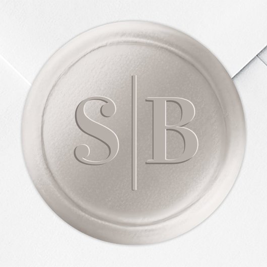 Gebroken witte Ivory Wax Seal Wedding Monogram Sti Ronde Sticker