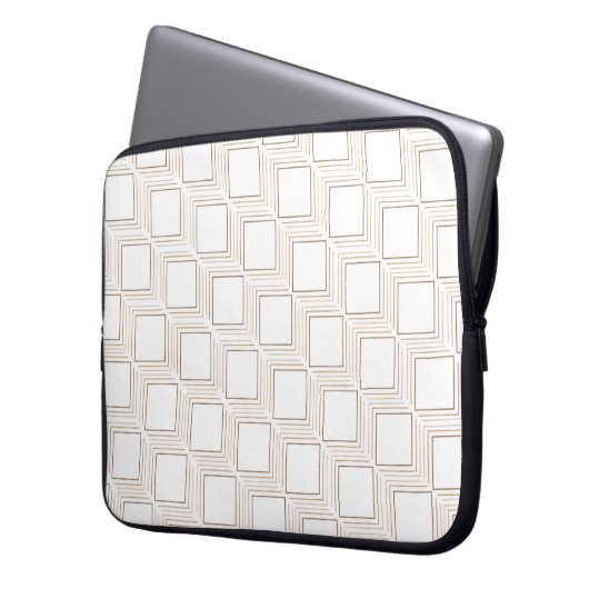 Gebroken witte tumbling squares Electronics Bag Laptop Sleeve (Voorkant Links)