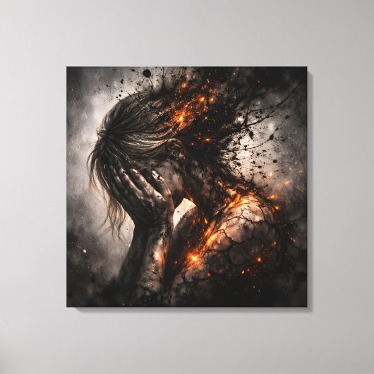 Gebroken Ziel: Interne Kwelling Vierkante Canvas Afdruk (Voorkant)