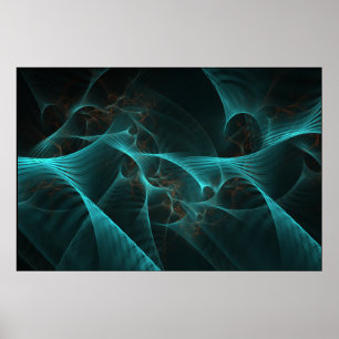 Gebroken Zijde Fractal Blauwgroen ID717 Poster