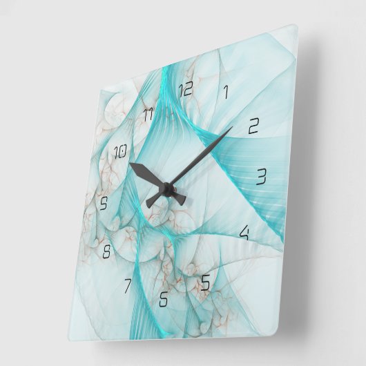 Gebroken Zijde Fractal Blauwgroen ID717 Vierkante Klok (Hoek)