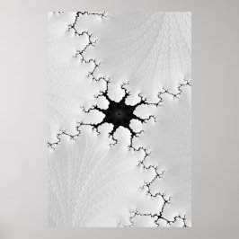 Gebroken zwart-wit gebarsten fractal abstract poster