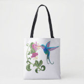 gebromeerde Hummingbird en Hibiscus Flowers Tote Bag (Voorkant)