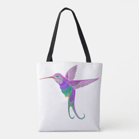 gebromeerde Hummingbird en Hibiscus Flowers Tote Bag (Achterkant)