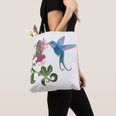 gebromeerde Hummingbird en Hibiscus Flowers Tote Bag (Dichtbij)