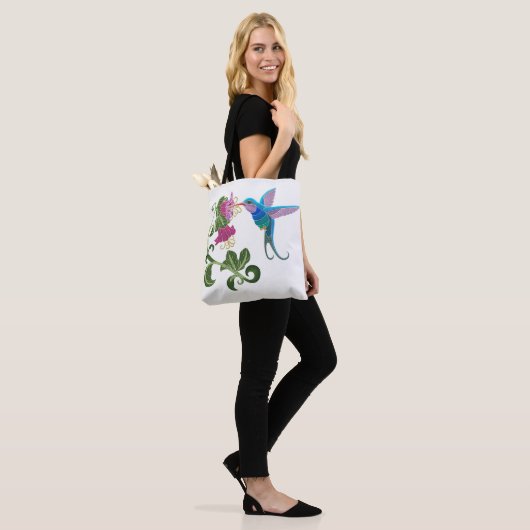 gebromeerde Hummingbird en Hibiscus Flowers Tote Bag (Op model)