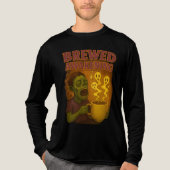 Gebrouwen Awakening Zombie Halloween Koffie liefhe Tri-Blend Shirt (Voorkant volledig)