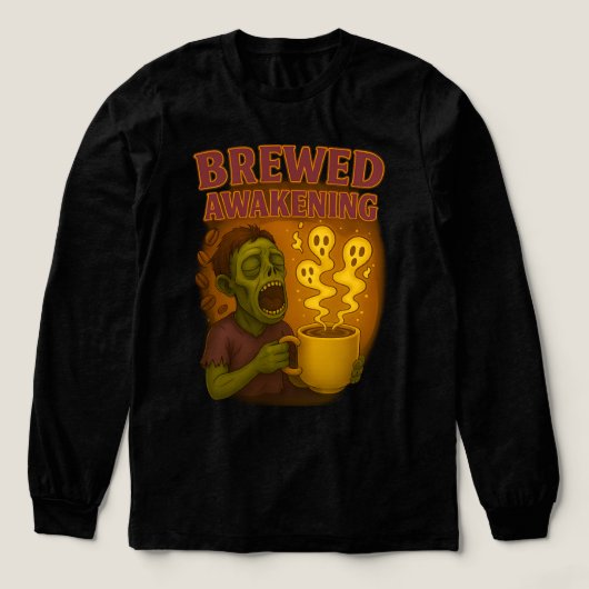 Gebrouwen Awakening Zombie Halloween Koffie liefhe Tri-Blend Shirt (Voorkant)