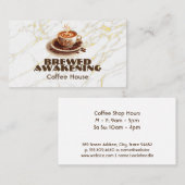 Gebrouwen kopje koffie | Goud wit marmer Klantenkaartje (Voorkant / Achterkant)