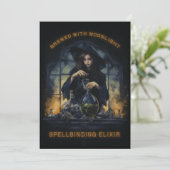 Gebrouwen met heks van maanlicht Halloweenfeest Feestdagenkaart (Staand voorkant)