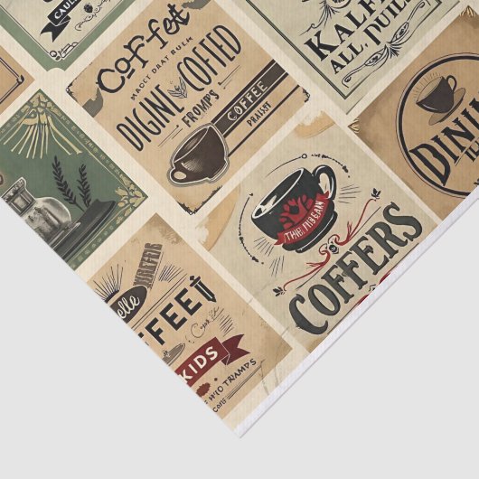 Gebrouwen nostalgie:  Coffee Art Collage Tissuepapier (Detail)