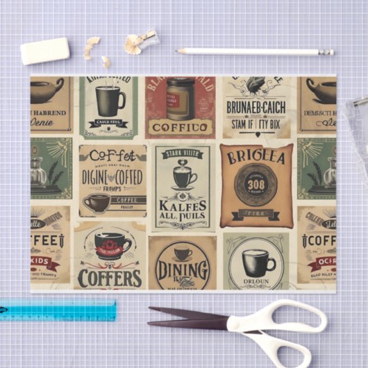 Gebrouwen nostalgie:  Coffee Art Collage Tissuepapier (Craft)
