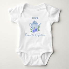 Gebrouwen tot Perfectie Blue Waterverf Theepot Boy Romper