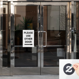 Gebruik Ander Deur Rechts Pijl Wit Zakelijk Raamsticker