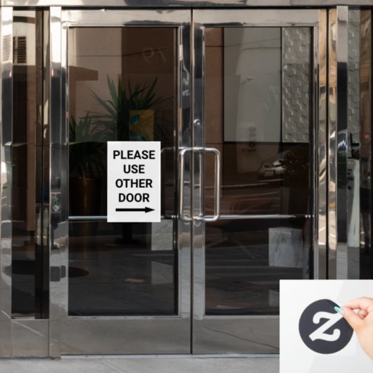 Gebruik Ander Deur Rechts Pijl Wit Zakelijk Raamsticker (Kantoordeur)