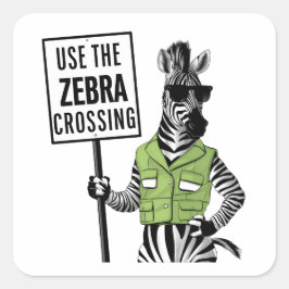Gebruik de Zebra Crossing Vierkante Sticker