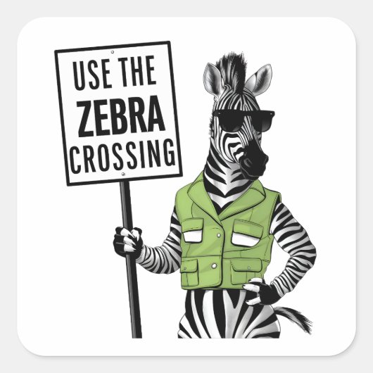 Gebruik de Zebra Crossing Vierkante Sticker (Voorkant)