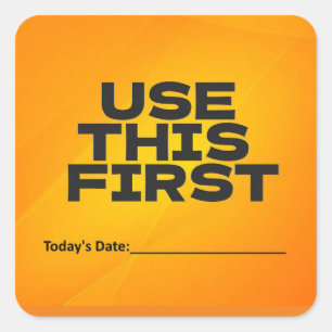 Gebruik deze eerste w/ datum vierkante sticker