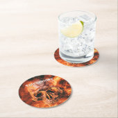 Gebruik dit niet. Vlammende schedel in de ruimte Ronde Kartonnen Onderzetter (Insitu)