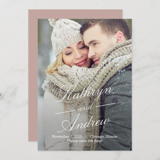 Gebruik eenvoudig bewerkbare kleur Save the Date K Bedankkaart (Voorkant / Achterkant)