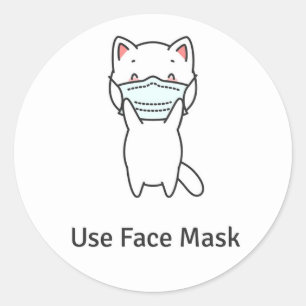 GEBRUIK GEZICHTSMASKER SCHATTIGEE CAT STICKER ENVE