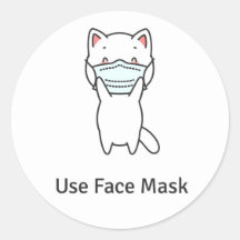 GEBRUIK GEZICHTSMASKER ZOEKE KATTENSTICKER ENVELOP