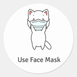 GEBRUIK GEZICHTSMASKER ZOEKE KATTENSTICKER ENVELOP RONDE STICKER