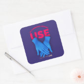 Gebruik handschoenen in de gemeenschappelijke ruim vierkante sticker (Envelop)