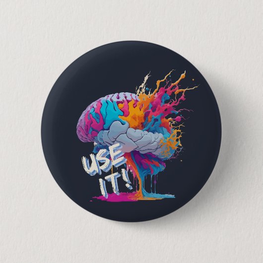Gebruik het - Kleurrijke Splash Brain Ronde Button 5,7 Cm (Voorkant)
