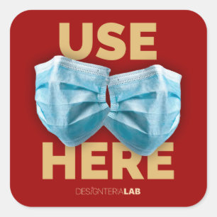 Gebruik hier maskers (donker) vierkante sticker