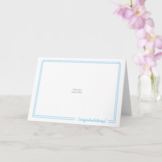 Gebruik je eigen foto: DoubleBlueBorder Congrats Kaart (Orchidee)