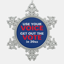 Gebruik je stem Haal de stem uit Snowflake Tin Sneeuwvlok Ornament