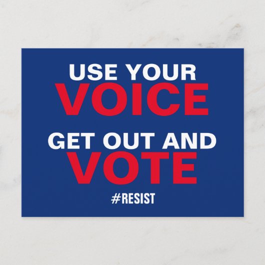 Gebruik je stem om eruit te komen en stem verzet briefkaart (Voorkant)