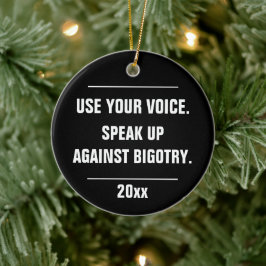 Gebruik je stem tegen het startjaar keramisch ornament