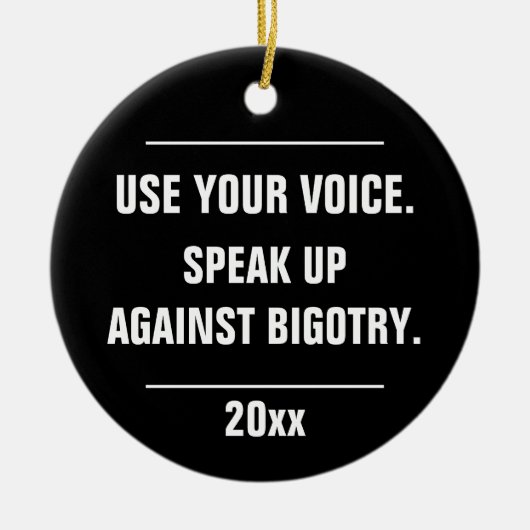 Gebruik je stem tegen het startjaar keramisch ornament (Voorkant)