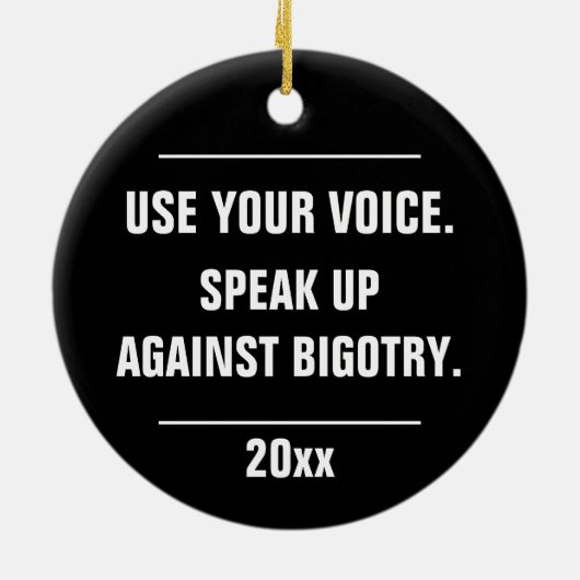 Gebruik je stem tegen het startjaar keramisch ornament (Achterkant)