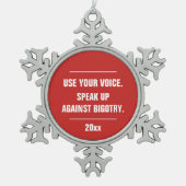 Gebruik je stem tegen het startjaar tin sneeuwvlok ornament (Voorkant)