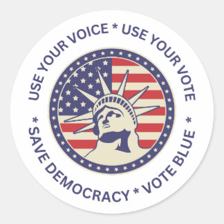 Gebruik je stembriefje voor patriottische vrijheid ronde sticker