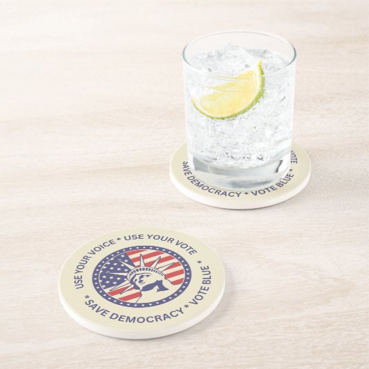 Gebruik je stembriefje voor patriottische vrijheid zandsteen onderzetter (Zijkant)