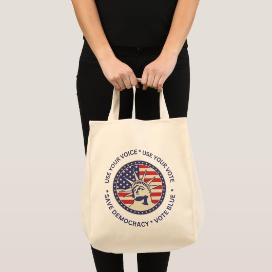 Gebruik je stemvrijheidslogo tote bag (Voorkant (product))