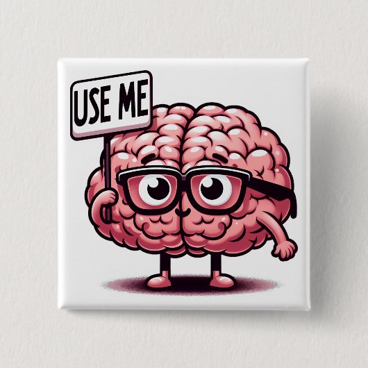 Gebruik me grappig brein vierkante button 5,1 cm (Voorkant)