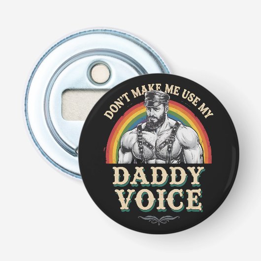 Gebruik Mijn Vaderstem Niet Gay LGBTQ Button Flesopener (Voorkant)
