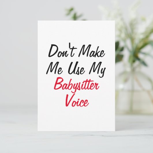 Gebruik niet mijn Oppas Stem  Kaart (Staand voorkant)