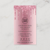 Gebruik uw eigen Logo roze metalen glitter Visitekaartje (Achterkant)